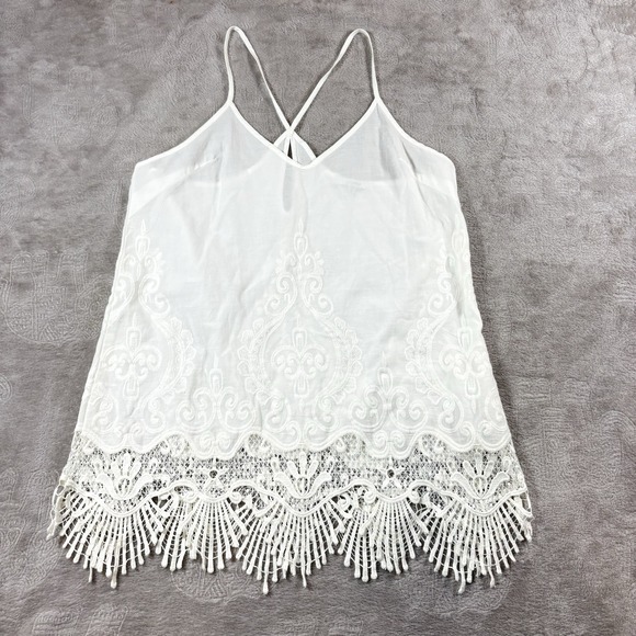 Anthropologie Tops - Anthropologie Acemi Women's White Lace Dainty Cottage Coquette Tank Top Size Med